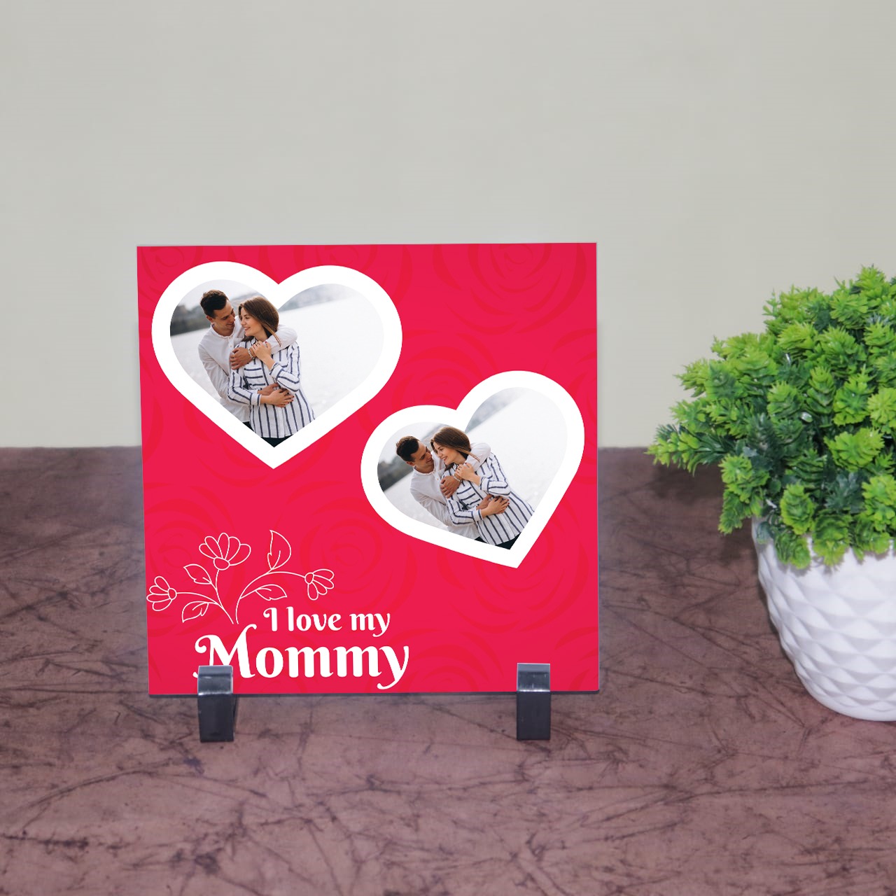 Love Mom Personalized Tile With Stand