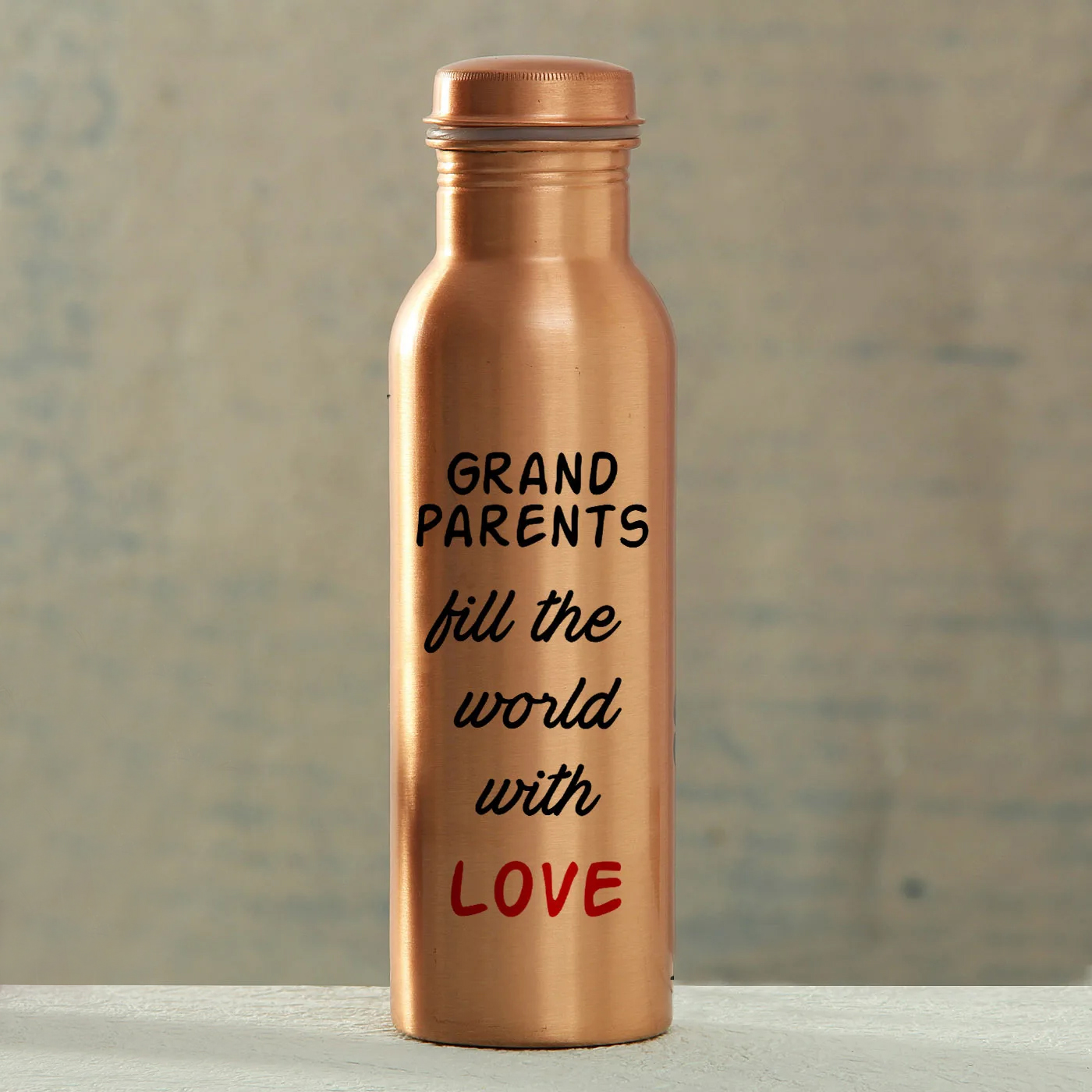 Grand Parents Fill The World Copper Bottle