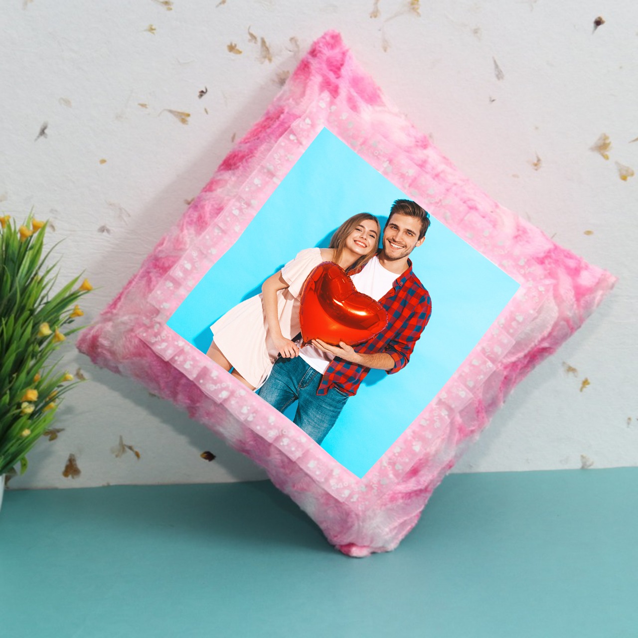 Personalized Pink Square Cushion