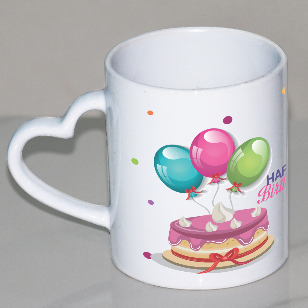 Happy Birthday Heart Handle Mug