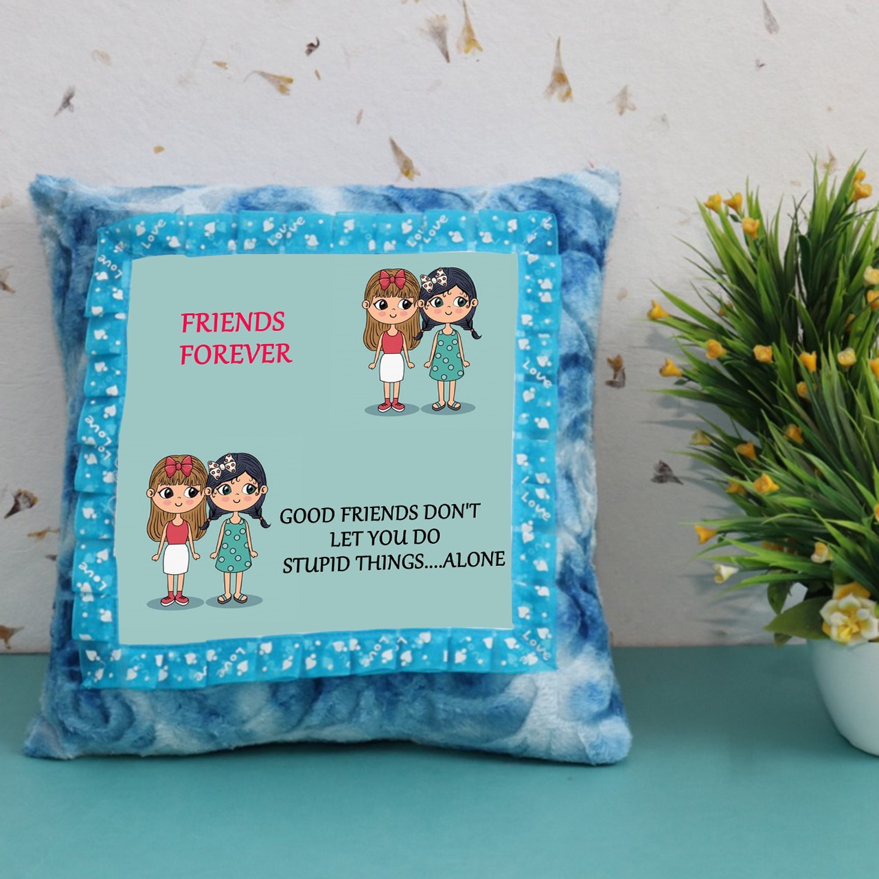 Friends Forever Blue Customize Cushion
